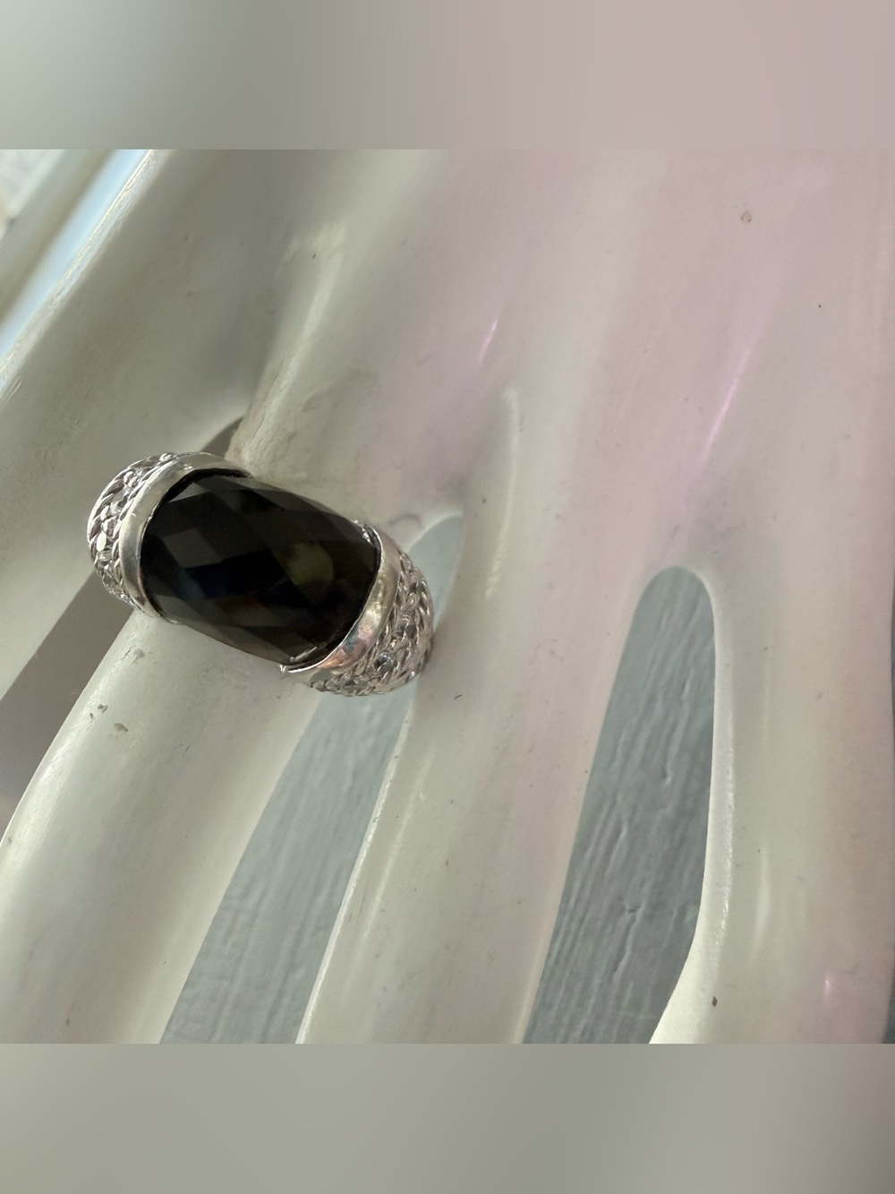 Judith Ripka 925 Sterling Silver Ring Brown Faceted Stone 7
